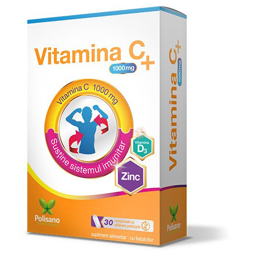 Polipharma Vitamina C 1000mg + Zn + D3 30cpr