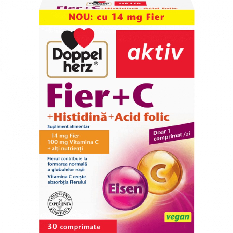 Doppelherz Aktiv Fier + C + Histidina + Acid folic 30 capsule
