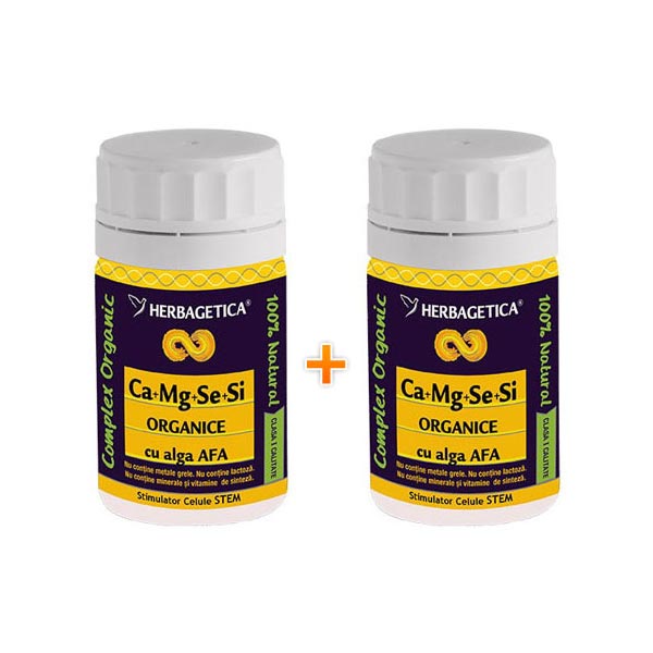 Herbagetica Ca+Mg+Se+Si Organice cu Alga Afa 70 + 30 cps